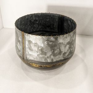 Galvanized decorative bowl Silver and gold
